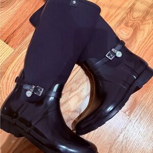 Michael Kors Black Rain Boots with Silver Accents